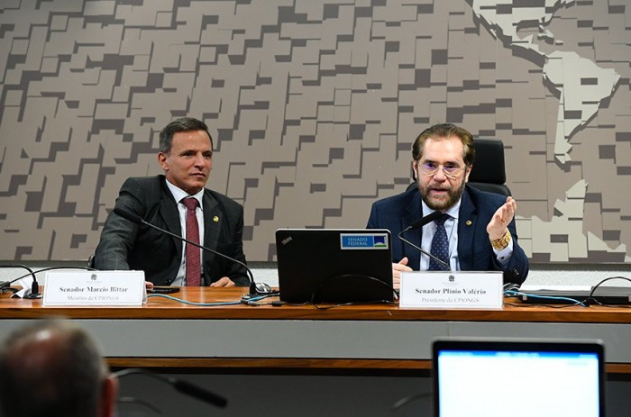 Marcio Bittar é relator e Plínio Valério, presidente da CPI - Foto: Marcos Oliveira/Agência Senado