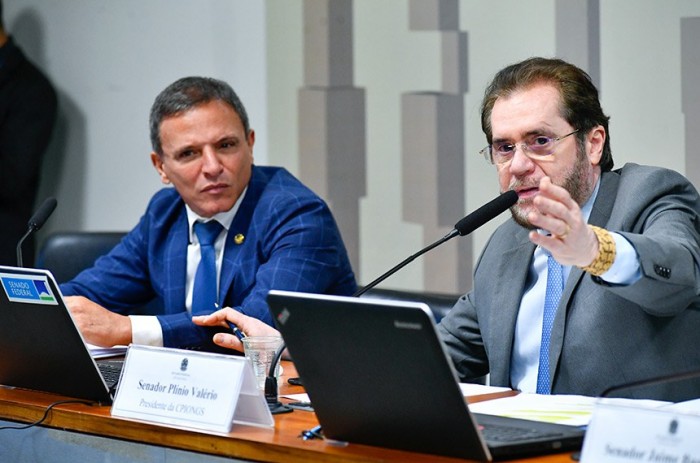 Os senadores Marcio Bittar, relator, e Plínio Valério, presidente da CPI - Foto: Geraldo Magela/Agência Senado